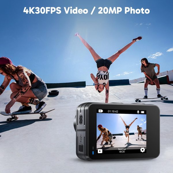 AKASO Brave 7 LE 4K30FPS 20MP WiFi Action Camera with Touch Screen EIS 2.0 Zoom Remote Control 131ft Waterproof Underwater Camera with Waterproof Floating Hand Grip and Carrying Case Bundle - Image 3